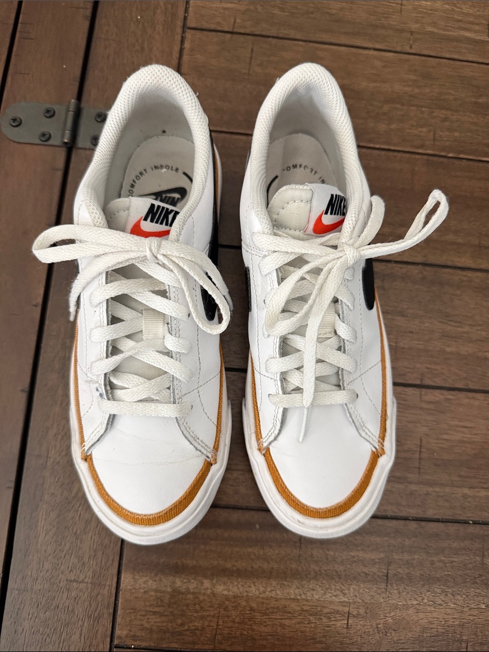 Nike Kids White Sneakers with brown and Black Accents